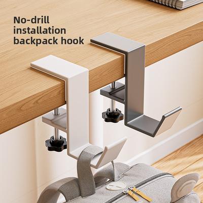 Haken-Schreibtisch-Aluminium-Rucksack, Kein Bohren erforderlich, Stark und Nahtlos, Verstellbarer Schreibtisch