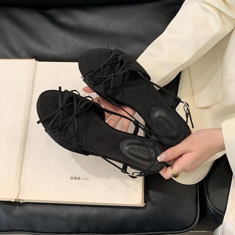 Ladies Shoes 2025 Fashion Shallow Casual Women's Sandals Summer Butterfly-knot Plus Size New Open Toe Buckle Strap Flat Sandals