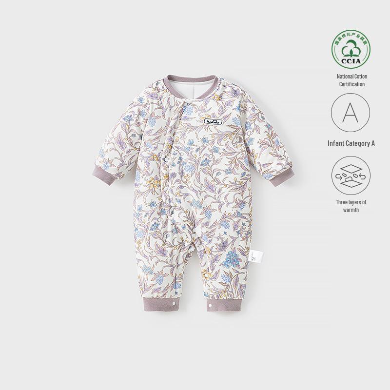 Newborn Winter Thickened Pure Cotton Onesie - Class A Padded Crawling Outfit 80cm