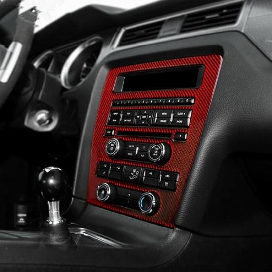 Carbon Fiber Central Control CD Panel Cover Sticker For Ford Mustang 2009-2013