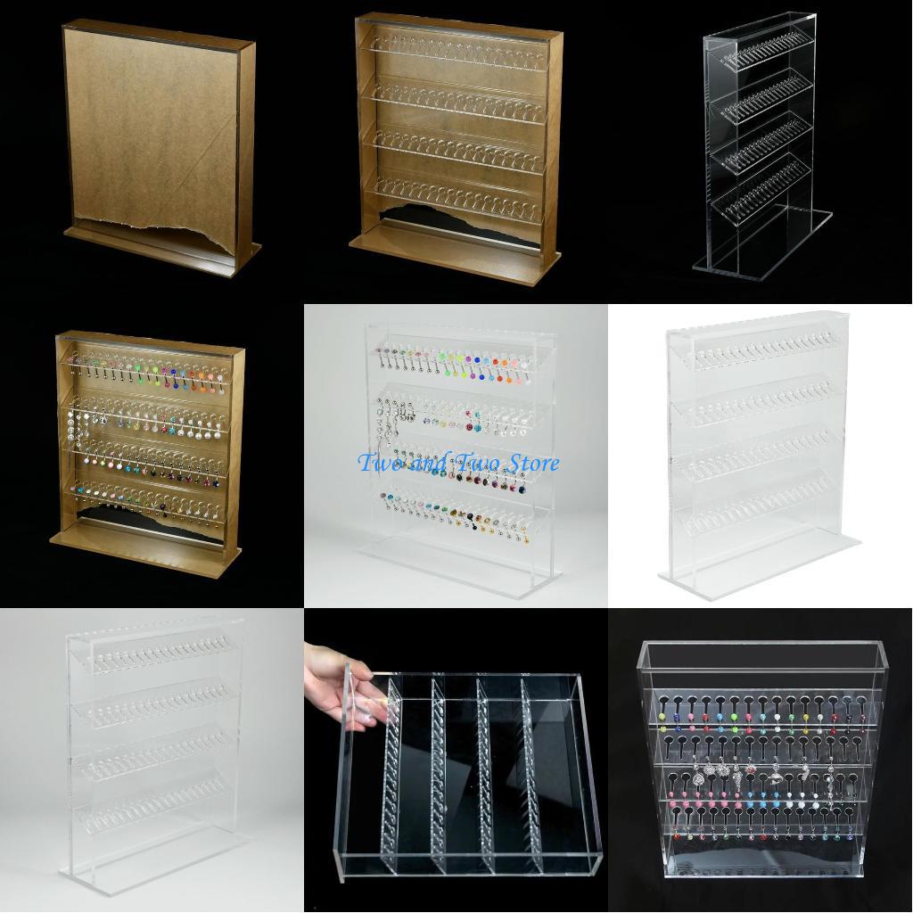 HX6F Transparent Piercing Jewelry Showcase Board Acrylic Accessories Display Stand Multilayer Earrings Necklaces China Mainland