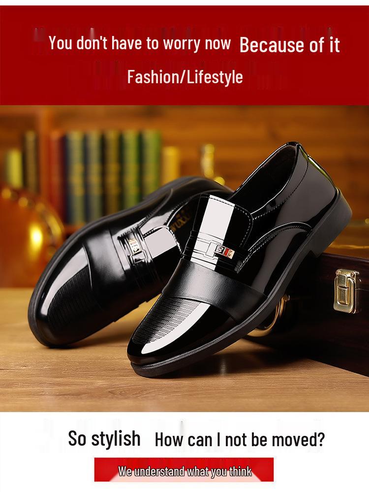 Męskie Błyszczące Skórzane Formalne i Codzienne Buty z Miękką Podeszwą - Modne, Wszechstronne i Wygodne