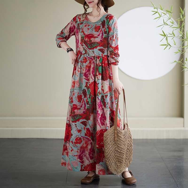 Vintage Long Skirt Flesh-Covering Dresses