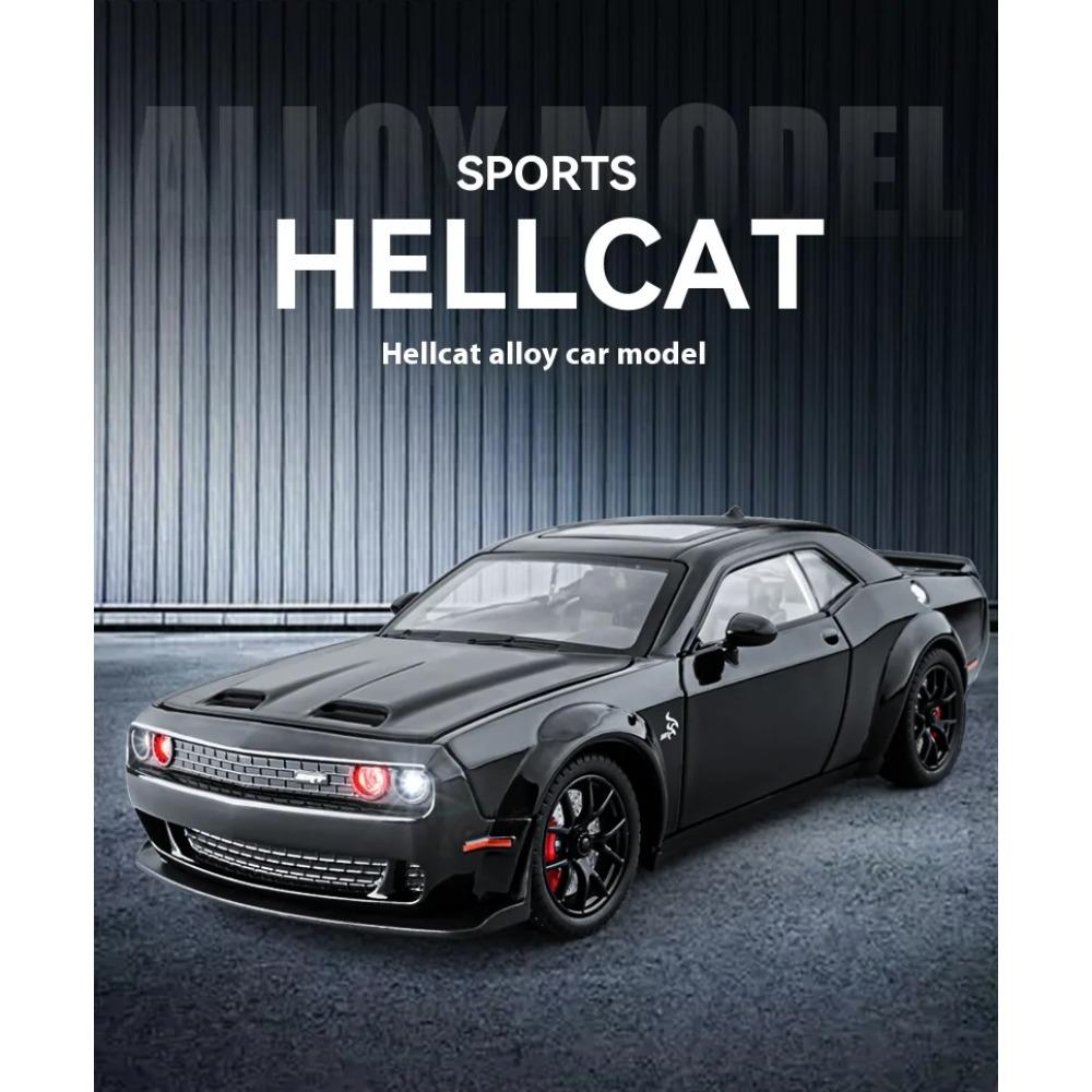 1/24 Dodge Challenger Hellcat Redeye Alloy Diecast Car Model High Simulation Ornament Toy Sound & Light Pull Back Holiday Gifts