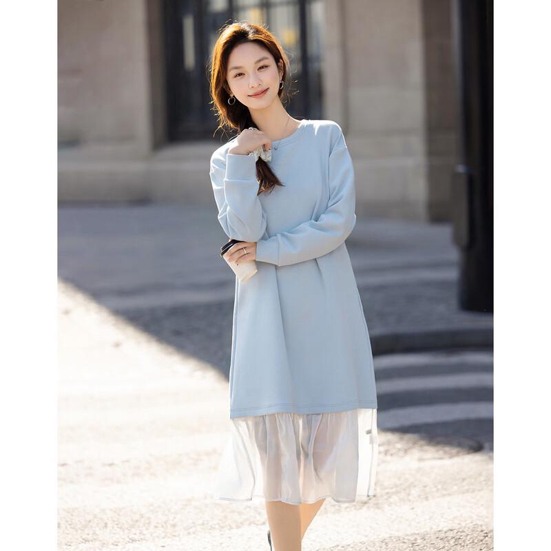 Demanana Soft Air Layer Color-Block Splice Loose Dress