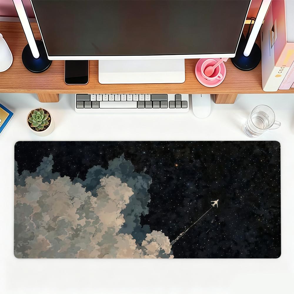 Moonlight Cloud Scenery Xxl Desk Mat Dark Sky Landscape Waterproof Rubber Office Mousepad