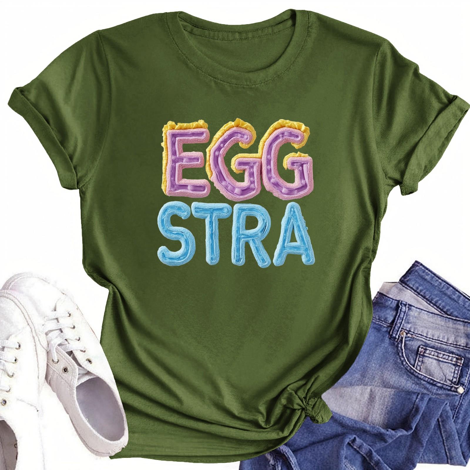 

Женская повседневная футболка с круглым вырезом и короткими рукавами с принтом L армия зеленый