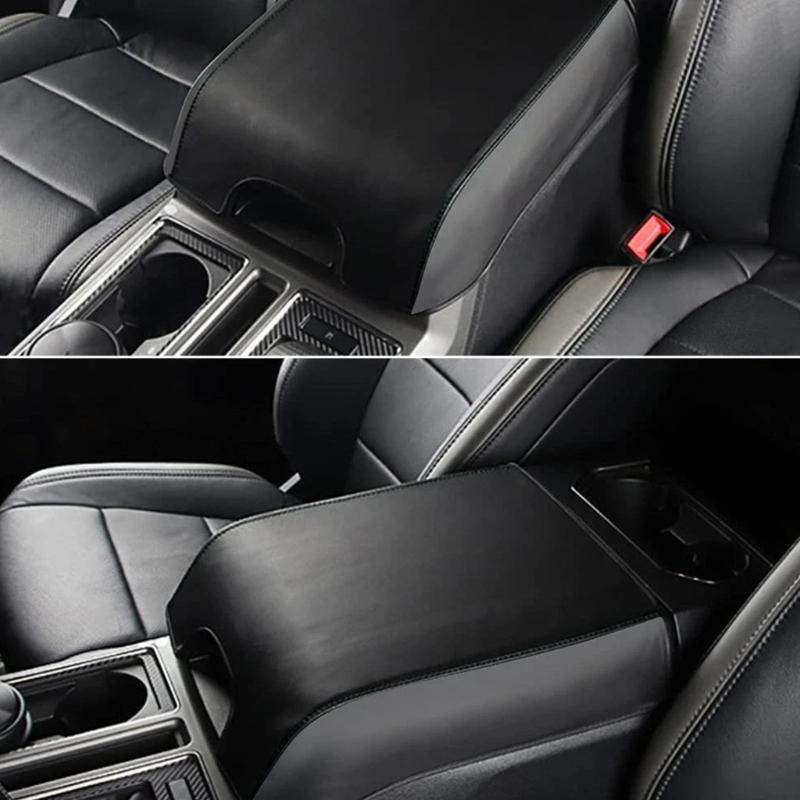 Car Armrest Storage Box Mat,PU Leather Car Center Consoles Cover for F150 2015-2019 Trucks Easy Installation