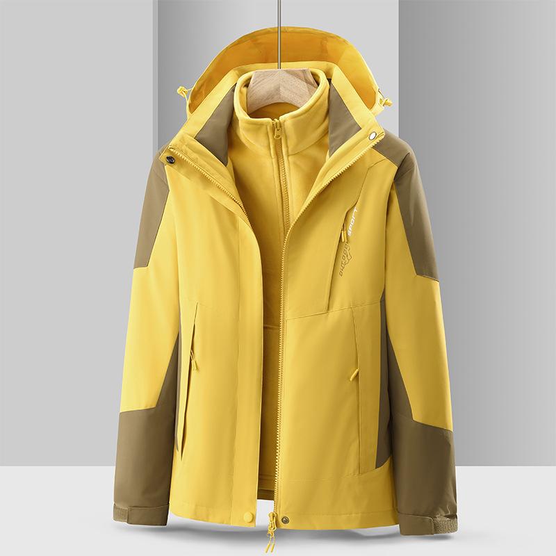 Winter Outdoor Sports Hardshell Men's and Women's Two-piece Three-in-one Men's Coat Windproof Waterproof Mountaineering Clothing