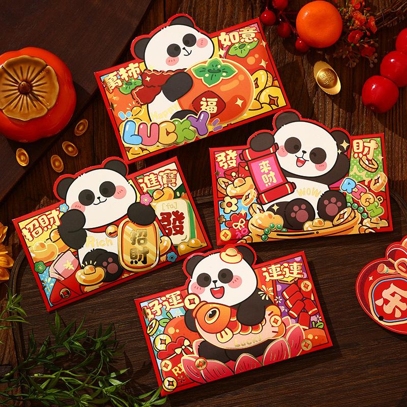 4Pcs Chinese  Year Red Envelopes Cartoon Horse Spring Festival Lucky Money Pocket For Party Happy Horse Year Supplies