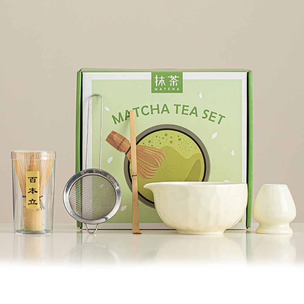 5pcs New Ceramic Japanese Matcha Tea Set Reusable Food Grade Matcha Whisk Set Bamboo Whisk Teaspoon Tea Sets