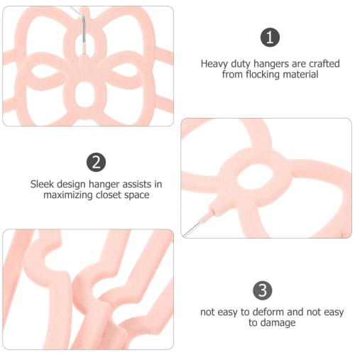 NUOLUX Clothes Hangers, Ribbon, Non-Slip, Pink, 39.5cm, 10 Pieces, Cute Butterfly Shape, Prevents Sagging, Suitable for Suits, Jackets, Basic Clothes,