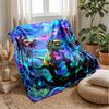 Dinosaur In Neon Jungle Blanket Personalized Name Flannel Blanket Soft Cozy Plush Throw for Sofa Bed Lightweight Home Decor