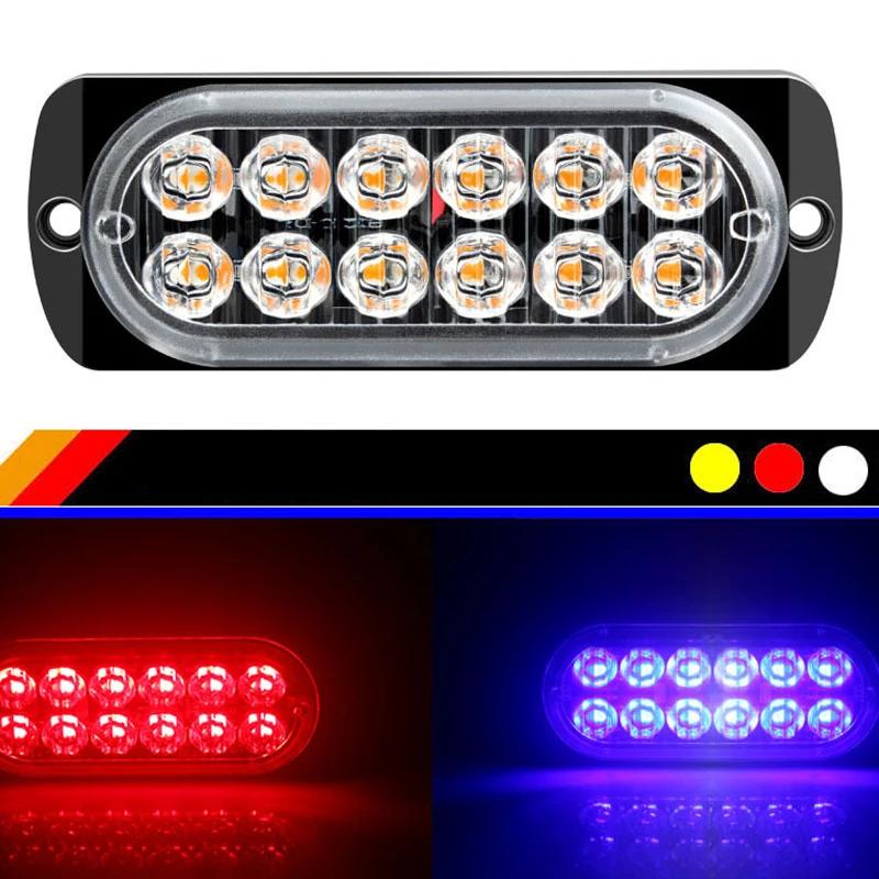 12 LED Strobe Warning Light Strobe Grille Flashing Lightbar Car Truck Beacon Lamp Amber Yellow Traffic Lights Car Accessories