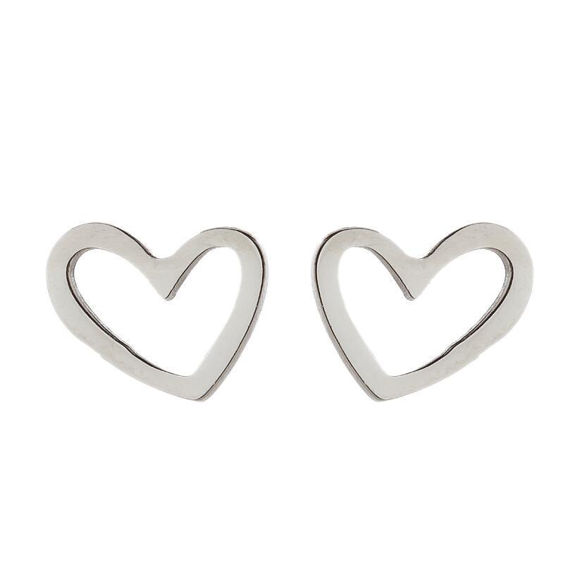 Korean Minimalist Stainless Steel Heart Stud Earrings