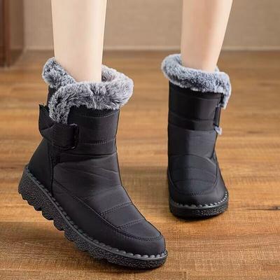 Women's Winter New Style Snow Boots Women's Fleece-Lined Thickened Warm Cotton Boots Large Size Flat-Sole Waterproof Cotton Boots