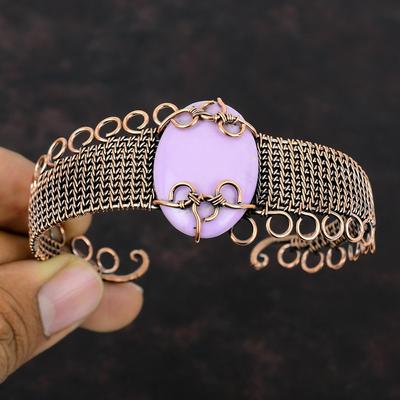 Pulsera Brazalete de Fosfosiderita Envuelta en Alambre de Cobre Brazalete de Piedra Preciosa Brazalete Ajustable Regalo Para Esposa Brazalete Hecho a Mano Joyería de Alambre de Cobre