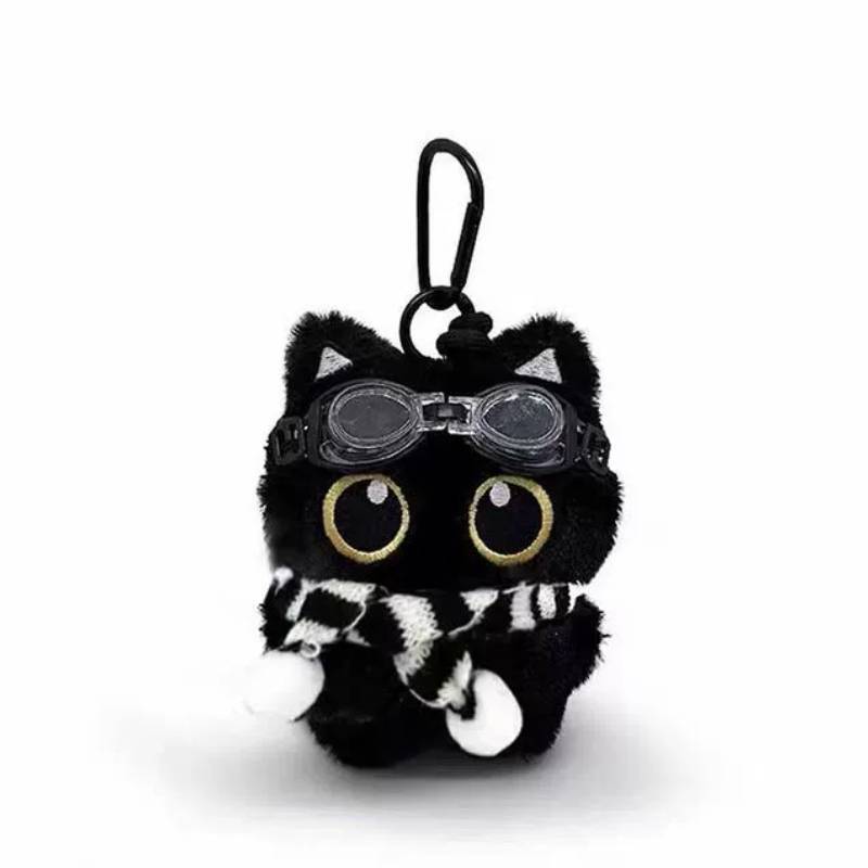 Punk Rock Black Cat Plush Toy With Guitar And Scarf For Teen Gift