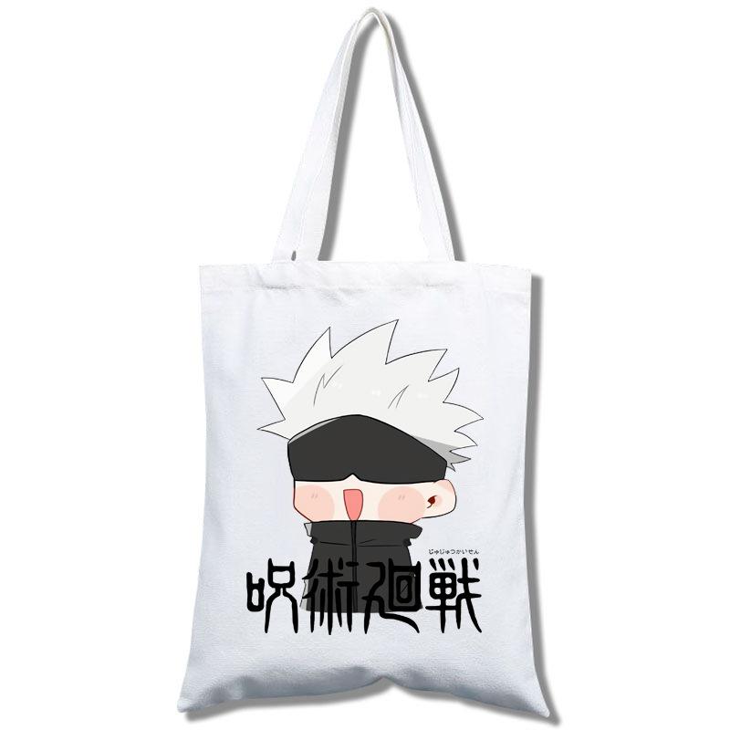 Spell Return Jujutsu Kaisen Shopping Mobile Phone White Canvas Handheld Messenger Bag