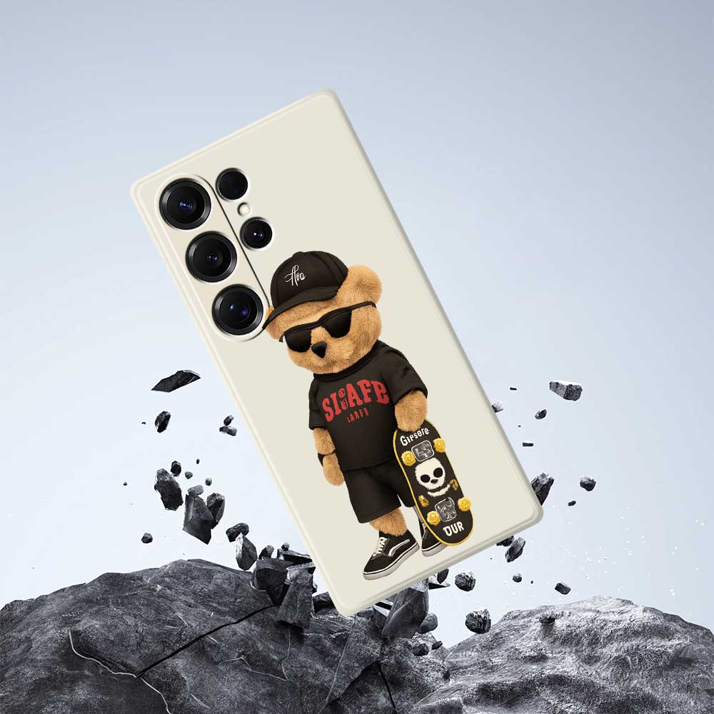For Samsung Galaxy S25 Ultra Case Cool Bear Pattern Printing Straight Edge TPU Phone Back Cover