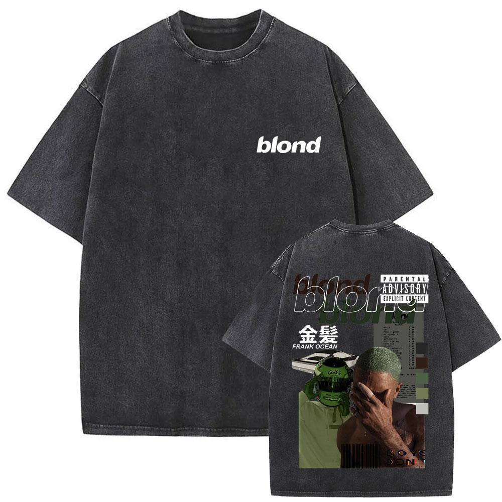 Washed Rapper Frank Vintage Oversized T Shirts Men Ocean Hip Hop Trend T Shirt Blond Pop Music Tshirts Male Fashion Streetwear