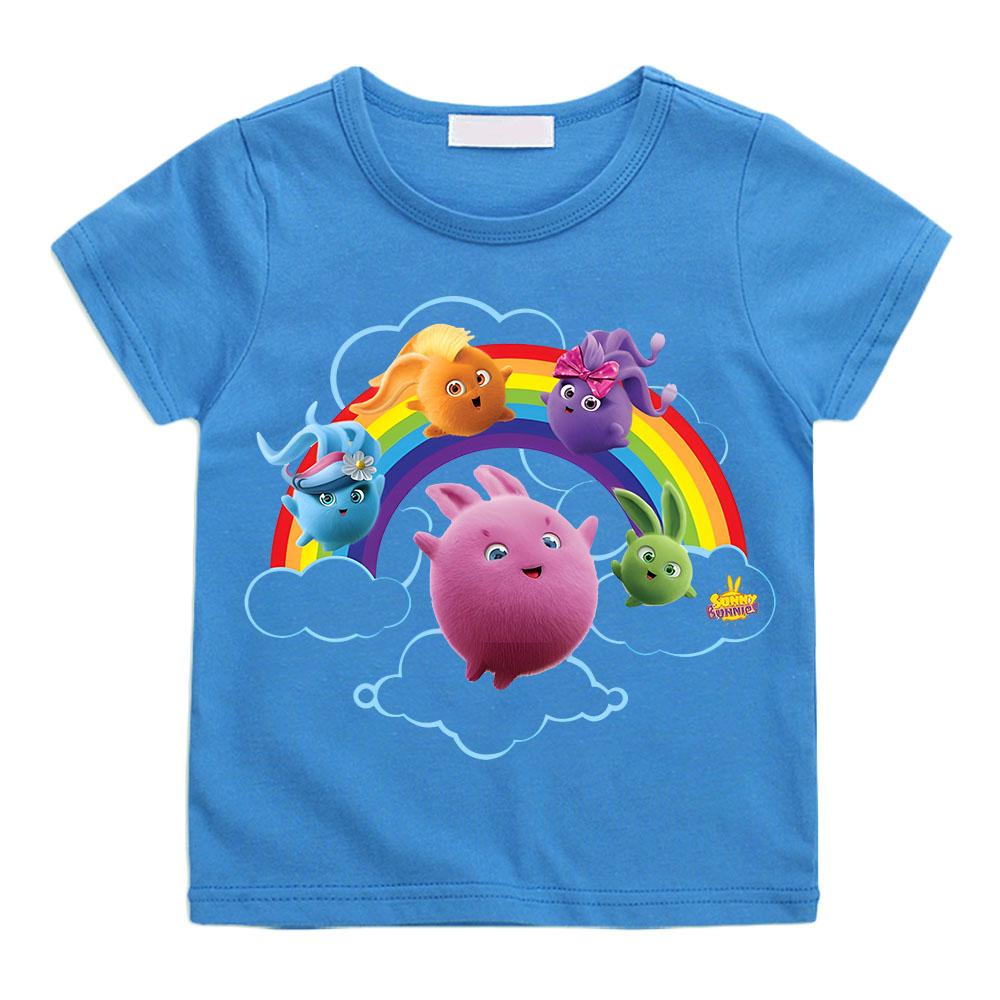 T-shirt per Bambini Sunny Bunnies Stampa Cartone Animato Coniglio Carino T-shirt per Ragazze Estate Divertente T-shirt per Ragazzi Top alla Moda a Maniche Corte