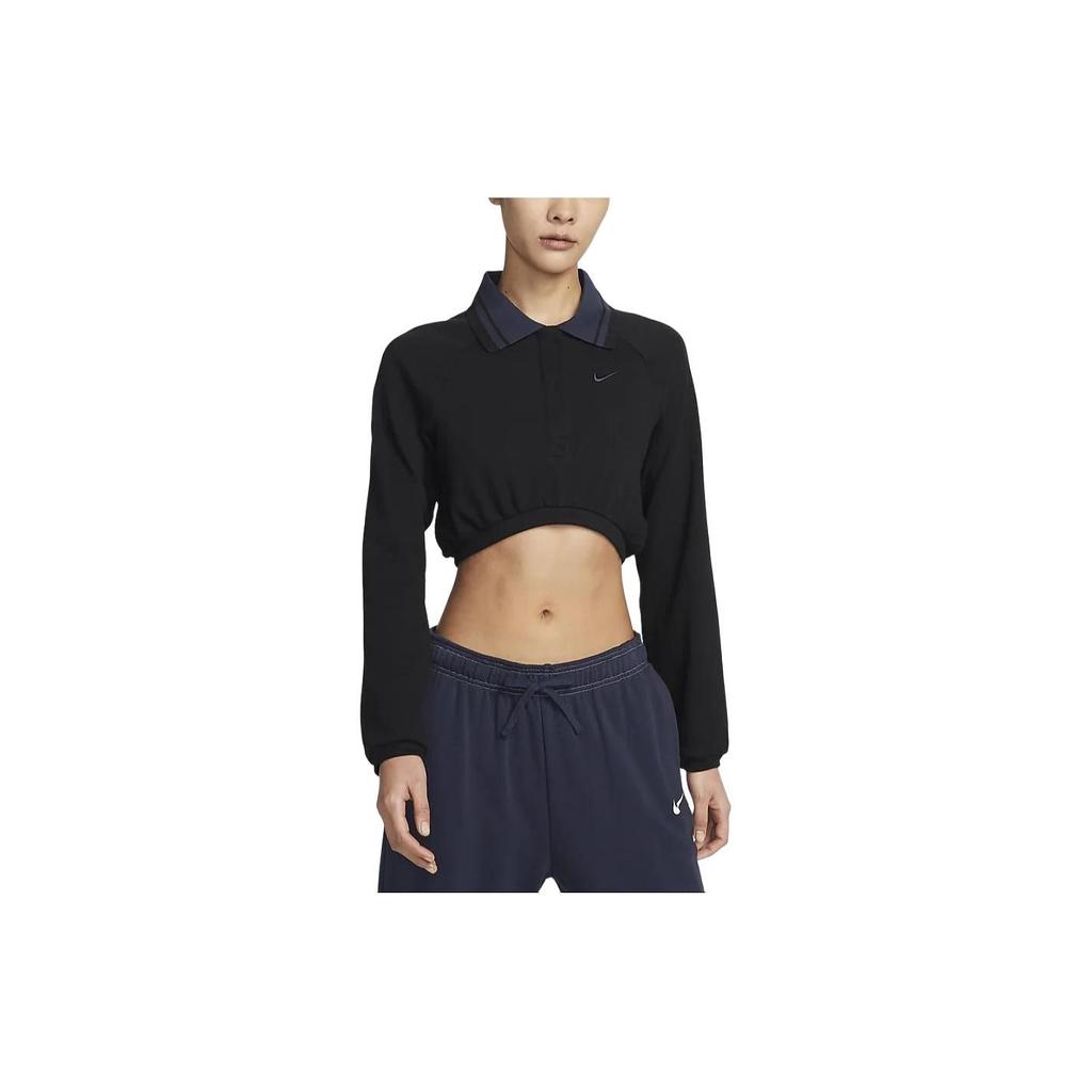 Nike Sportswear Collection Color Block Short Sleeve Polo Shirt Women Tops Black FN1881-010