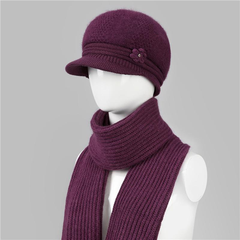 Wool Hat Women'S Season Velvet Warm Rabbit Hair Mother Hat Ear Protection Cold Foreign Gas Knitted Hat