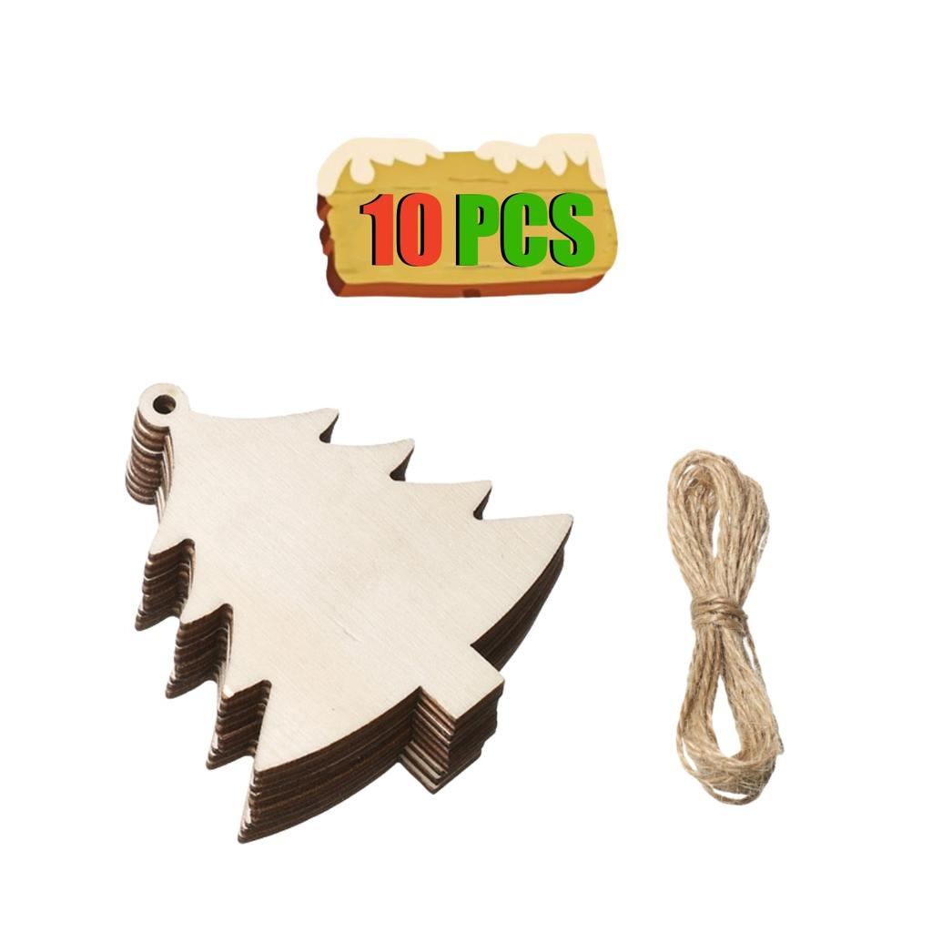 10-50Pcs Wooden Christmas Ornaments Unfinished Wood Slices with Holes Wooden Blanks Pendants for Kid DIY Craft Christmas Tree De