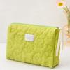 Flower Pattern Women Makeup Bag Cosmetic Bags Quilted Cotton Soft Makeup Case Pouch Zipper Large Travel Wash Pouch