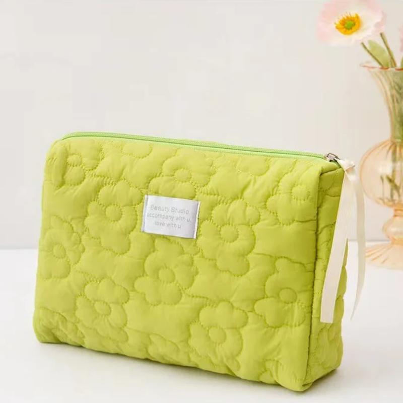 

Жіноча косметичка з квітковим візерунком Косметички Стьобаний бавовняний м’який чохол для макіяжу Сумка на блискавці Велика дорожня сумка для прання