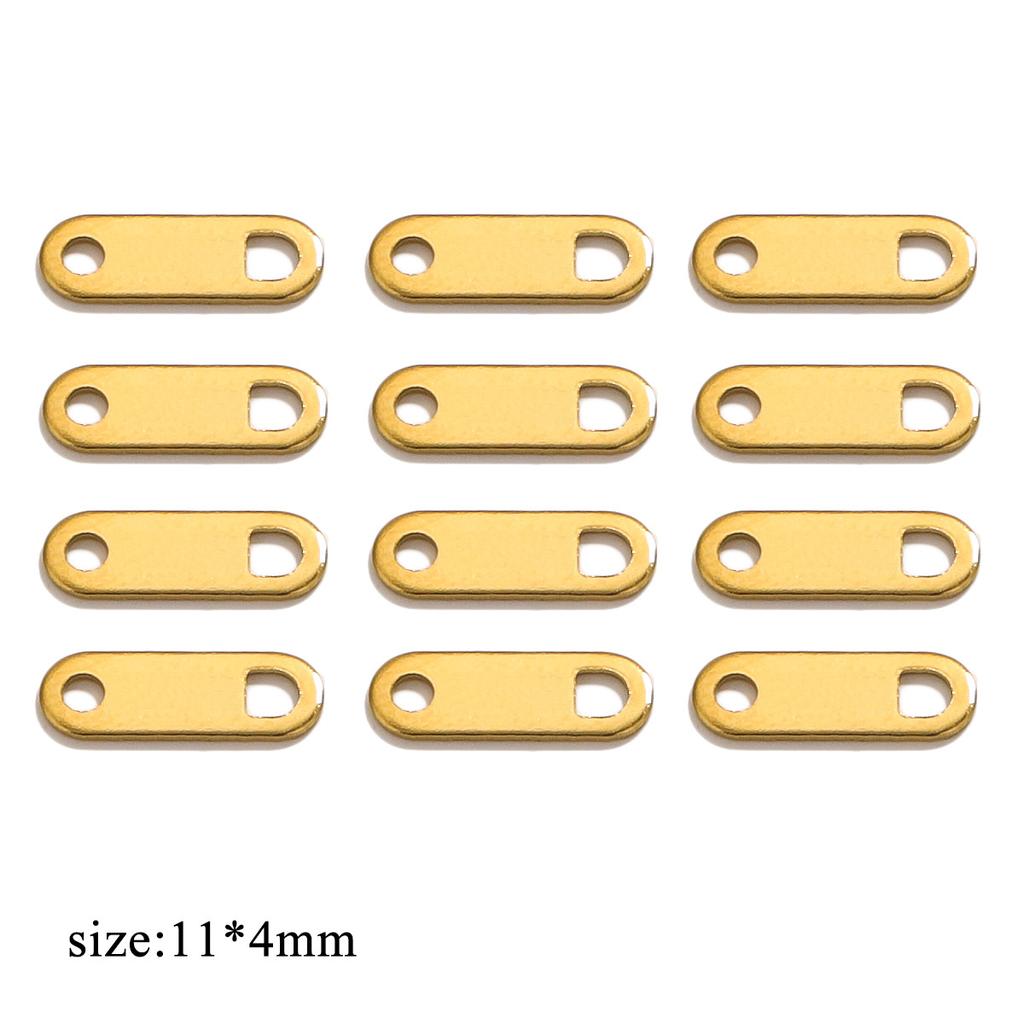 100pcs Stainless Steel Tail Chain Tag Real Gold Electroplated Small Pendant Accessories for Jewelry Making DIY Charms