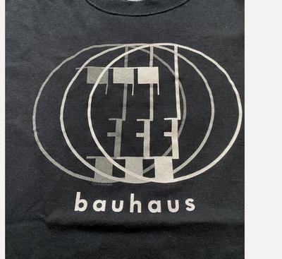 Seltenes Bauhaus Klassiker Logo Nachdruck Kurzarm schwarzes T-Shirt
