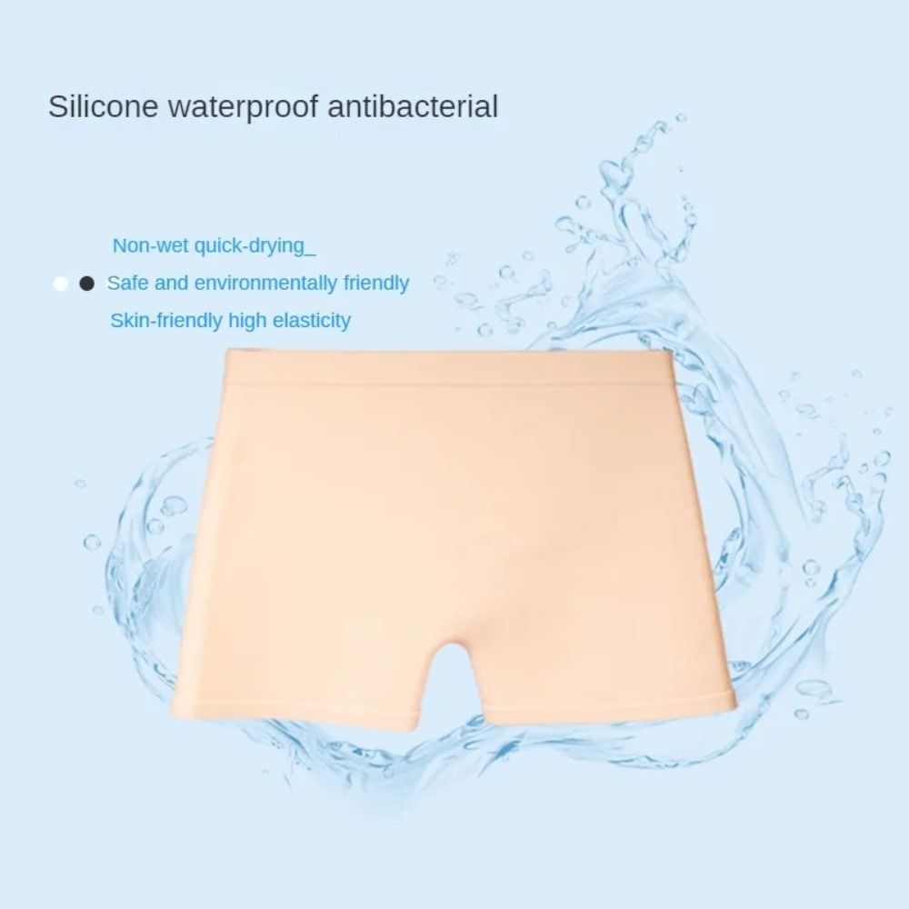 Enfärgad Badshorts Fyrkantiga Badshorts Högelastiska Badshorts