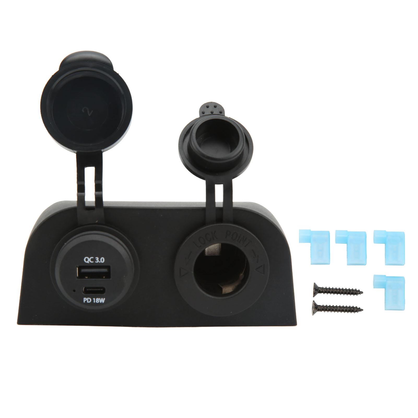 

Автомобильное зарядное устройство с двумя портами DC 10–30 В, прикуриватель, USB Type-C, розетка для питания для грузовиков, автодомов, лодок