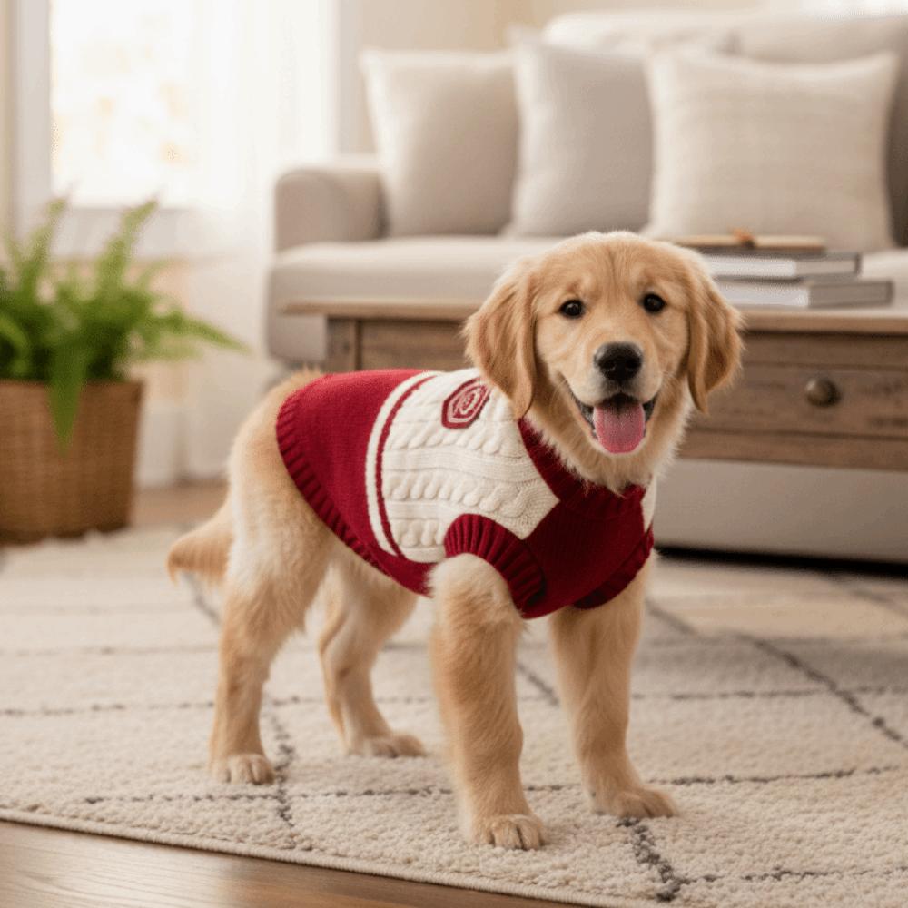 Round Neck Pet Knitted Vest College Style Dog Pullover Dog Warm Sweater Outdoor Activities