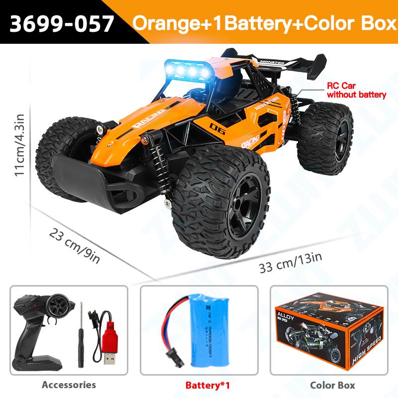 1:12 1:16 20KM/H RC Car With LED Lights 2.4G Alloy Off-Road High Speed Vehicle Remote Control Cars Toys for Children Gifts
