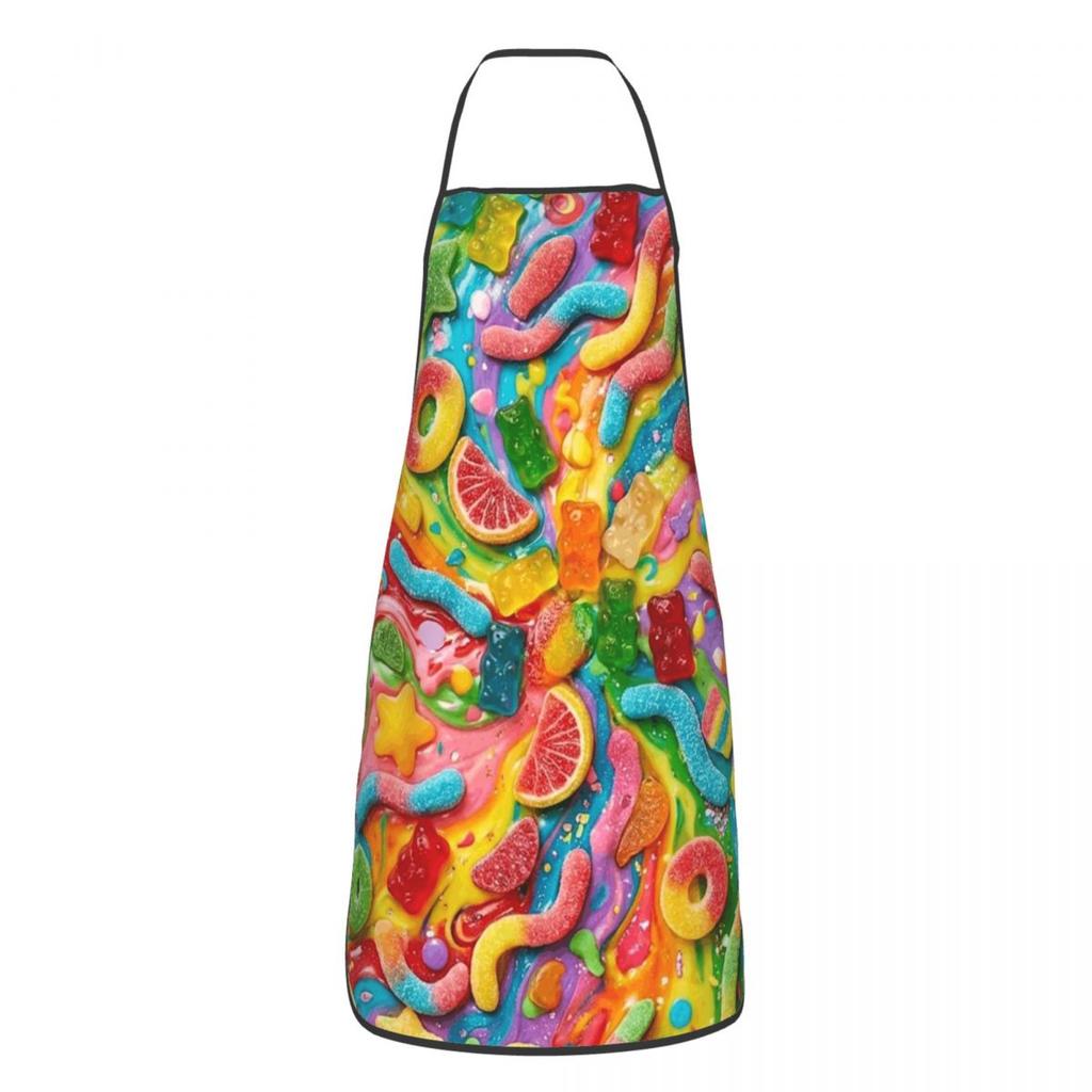 Candy Pattern Aprons Chef Cooking Tablier Waterproof Bib Kitchen Cleaning Pinafore for Women Men Gardening
