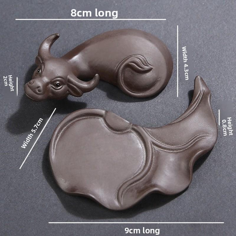 Tea Pet Ornament Niu Zhuan Qiankun Double Cow Buffalo Removable Handicraft Purple Sand Plate Play Road Boutique Tea Set