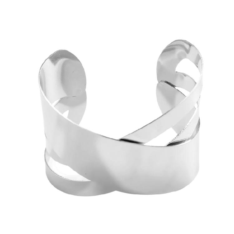 Modern Punk Bracelet Metal Bangles Geometric Arm Bracelet Wide Wrist Jewelry Metal Texture Present for Women and Girls