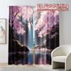 Flat Printing Curtains Without Rod Blossom Cascade Popular Curtain Fabric Outdoor Set Of 2 Made Polyester Machine Washable