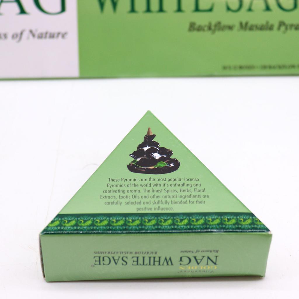 6x White Sage Backflow Incense Cones 42g Golden Nag