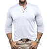 Men's Solid Color Casual Sports Round Neck Button Trendy Slim Fit Long Sleeve Top