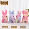 Plush Interactive White Rabbit Toy - Walking, Talking, Ear-Wiggling, Mouth-Moving Long-Haired Pet Simulation.