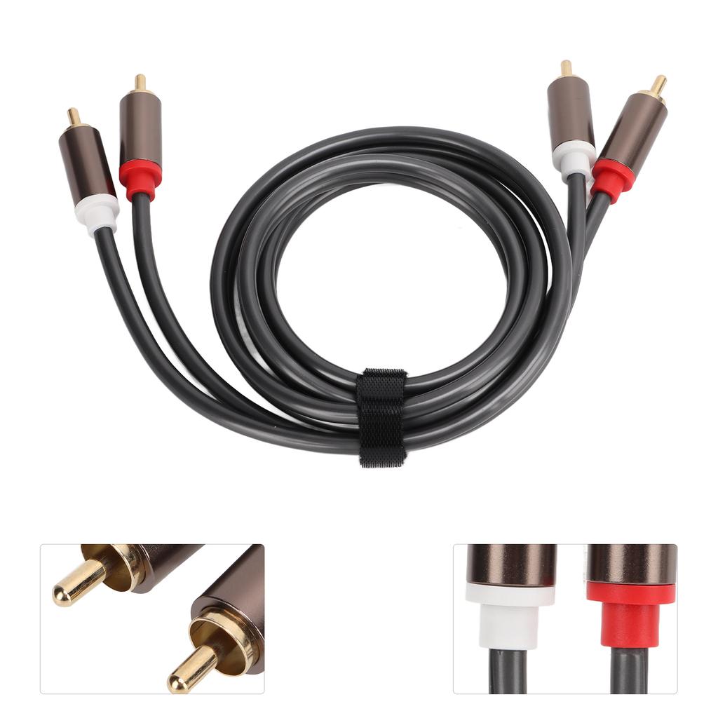 2Pcs RCA Cables Cord 2 To 2 AV 4 Head Power Amplifier Audio Cable for Subwoofers 3.3ft Long