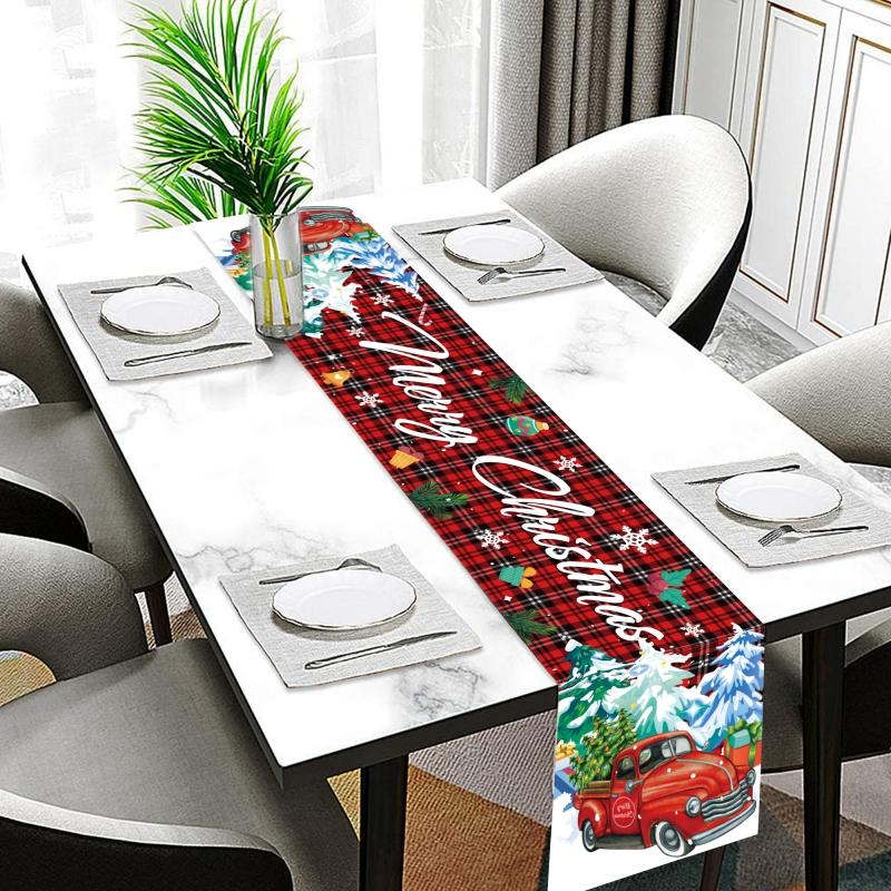 Christmas Table Runner Merry Christmas Decoration For Home Xmas Gifts Navidad Noel New Year 2024 Natal Tablecloth 180*35cm