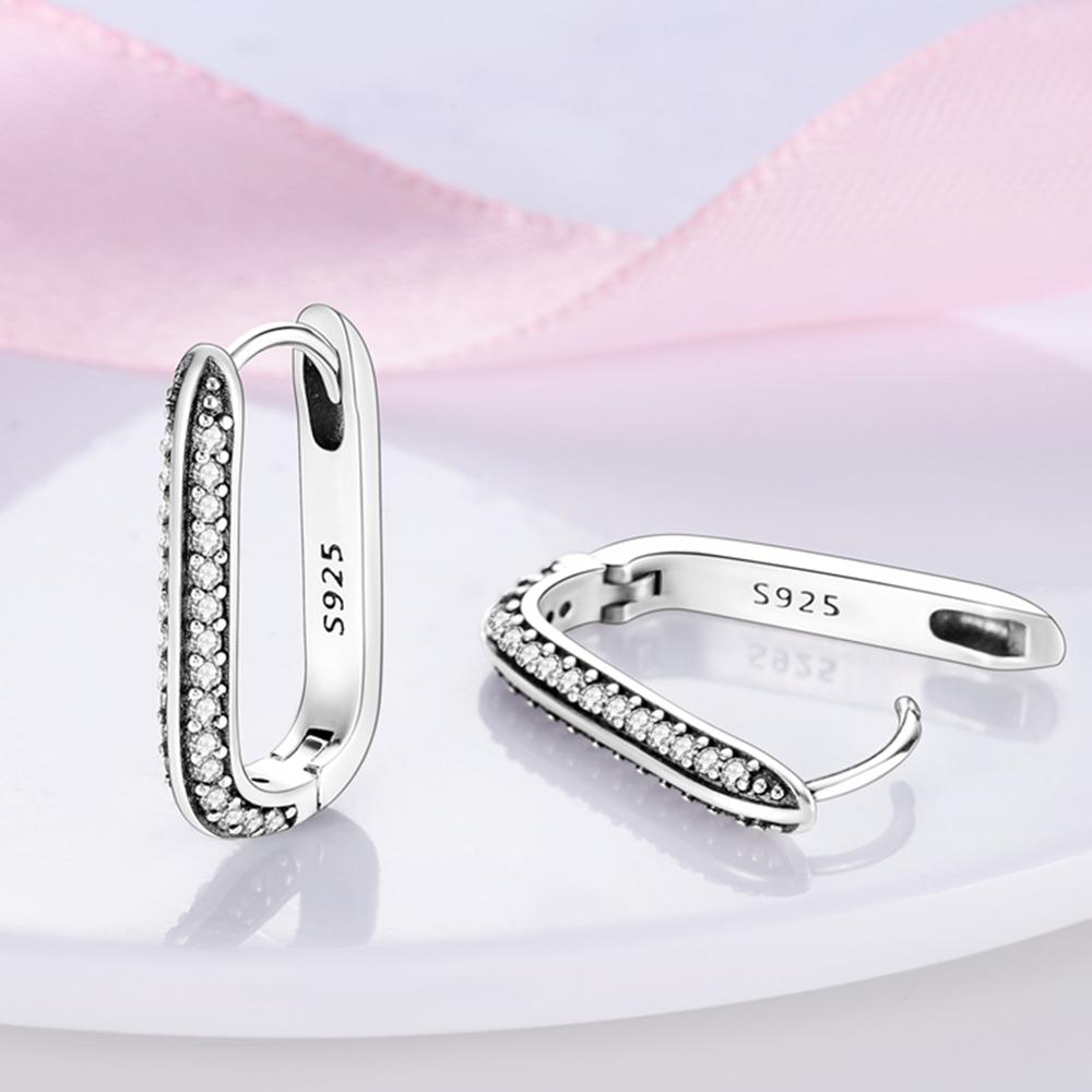 

Silver 925 Closely Inlaid Zircon U-Shaped Charming Fashion Earring Fine Jewelry for Women Gift