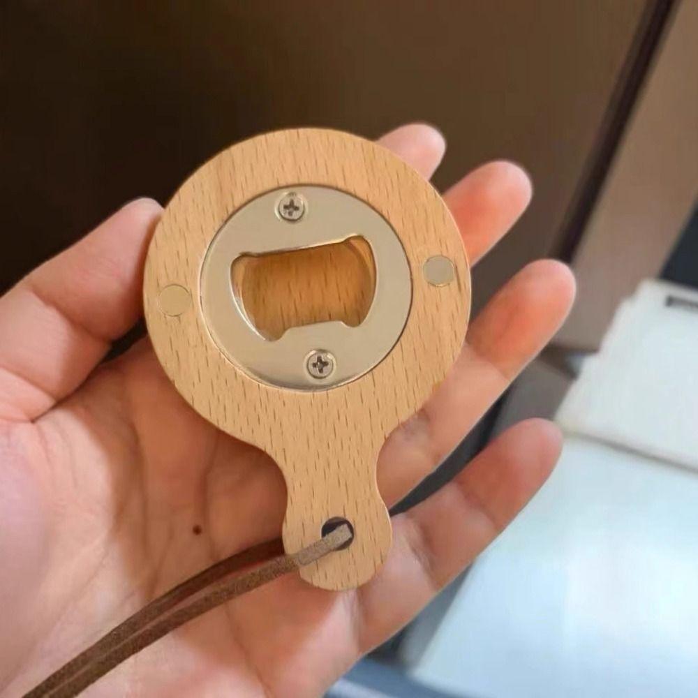 2 Piece Stainless Steel Fridge Magnet Square Refrigerator Magnets Opener Wooden Bottle Opener  Gift