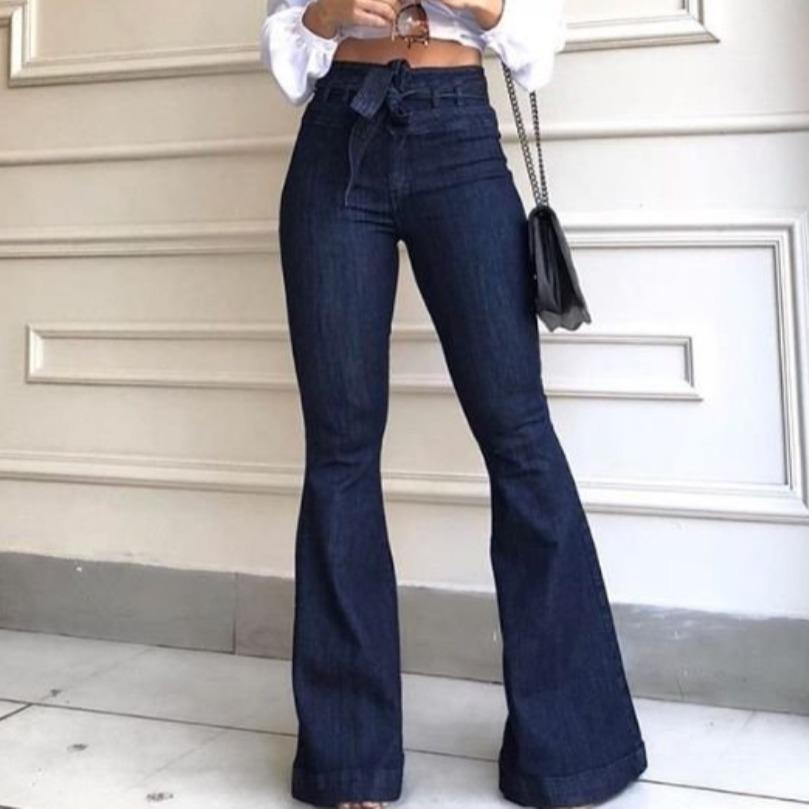 High-Waisted Lace-Up Flare Jeans for Women