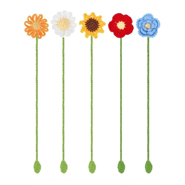 5 Pcs Knitted Daisy Book Markers Reading Bookmarks Crochet Flowers Page Markers Lovely Bookmarks for Book Lover
